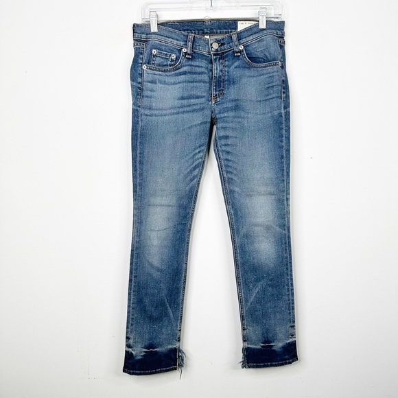 Rag & Bone New Quay Wash Split Hem Crop Skinny Denim Jeans Sz. 27 - Picture 2 of 3